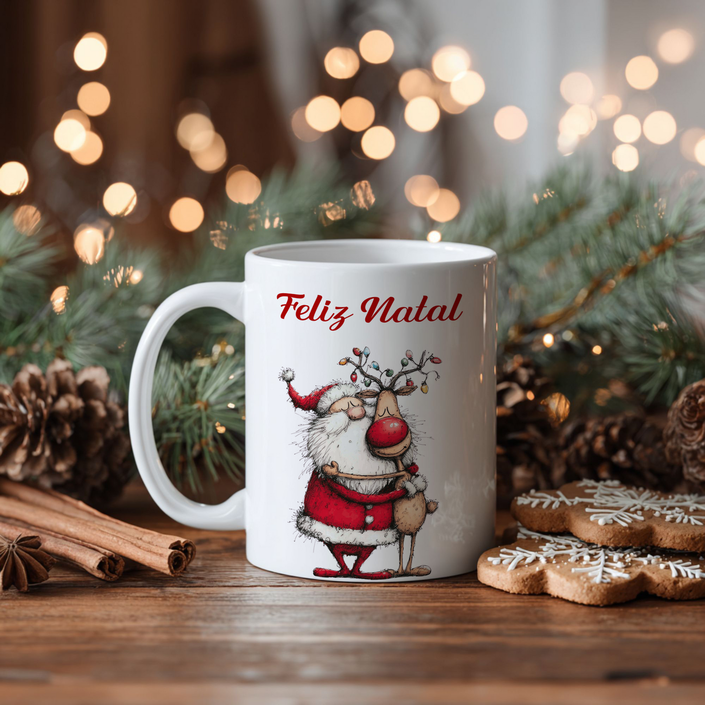 Caneca pai natal e a rena