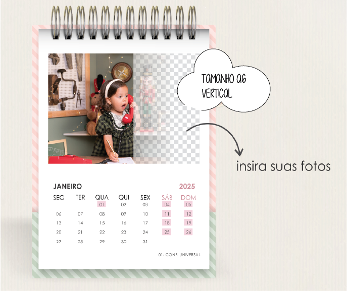Calendário A6 com foto