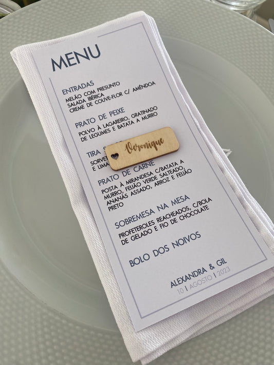 Menu Alexandra e Gil