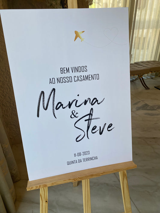 Painel de Boas-vindas Marina&Steve