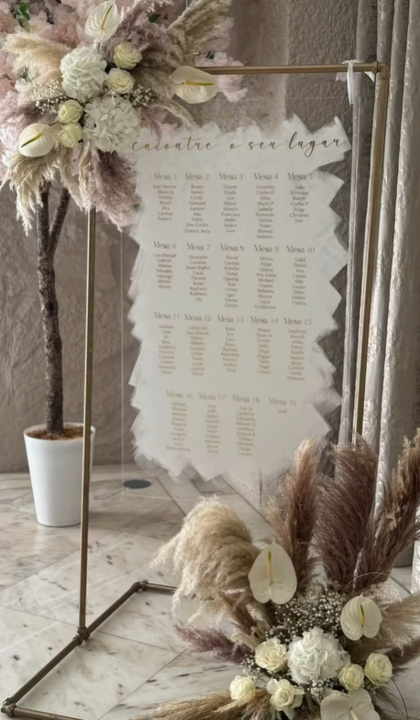 Painel para organização de mesas em acrílico  com vinil e pintura no verso