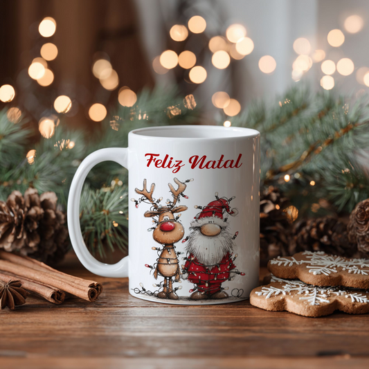 Caneca pai natal e a rena